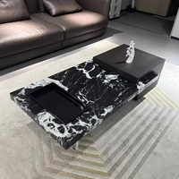 Table basse carrée en marbre au design moderne avec structure métallique, mobile, facile à nettoyer, durable, écologique, meubles de salon pour la maison