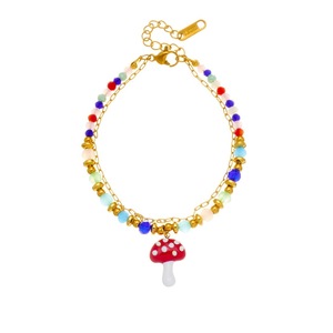 Fashion Charm Bracelet Rainbow Beaded Mushroom Pendant Women's Jewelry Zinc Alloy Cartoon Design Yiwu Origin - Product Image 5