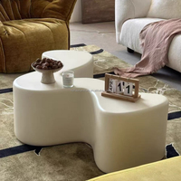 Table basse convertible moderne de luxe avec design ondulé, en bois écologique, pour petits espaces de salon