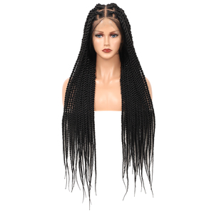 Peluca Trenzada Estilo Africano de Encaje Completo Hecha a Mano de 36 Pulgadas, Trenza Senegalés con Cabello <span class=keywords><strong>BB</strong></span> para Uso Diario de Mujeres Negras, con 4 Opciones de Color - Product Image 1