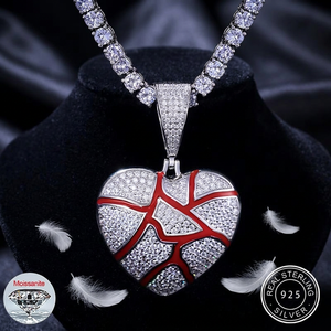 Pendentif Cœur en Argent 925 Moissanite, Design Givré, Luxe Hip Hop, Unisexe, Idéal Cadeau - Product Image 2
