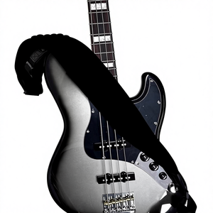 Correa de Guitarra de Cuero Ajustable AirCell para Bajo y Guitarra Eléctrica con Almohadilla Ancha de 3" Negro Estilo Moderno - Product Image 3