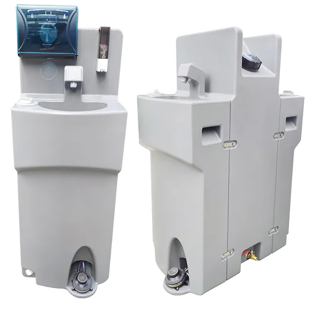 Unidad de lavado de manos portátil de dos estaciones con ruedas rodantes fregadero portátil con tanque de agua