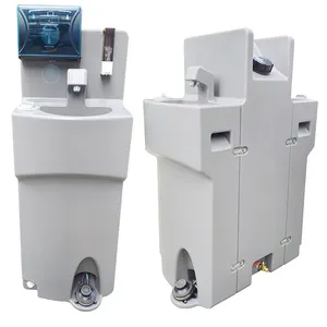 Two Station Portable Hand Wash Unit with Rolling Wheels portable sink with water tank