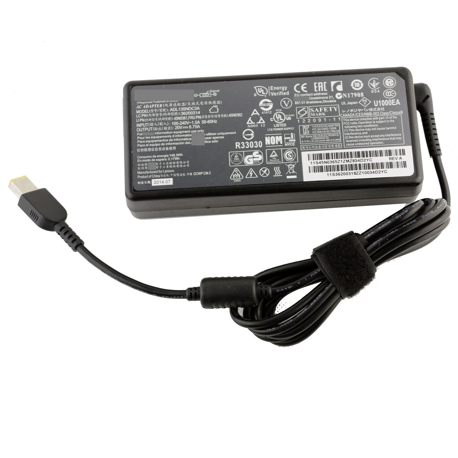 135W 20V 6.75A 電源アダプター Lenovo Legion Y530 Y530-15ICH Y520 