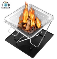 Poêle à bois pliable portable, barbecue extérieur pliable en acier inoxydable et en fer, barbecue au charbon de bois, foyer de camping