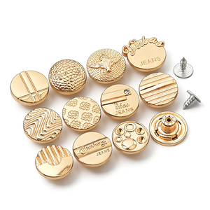 Golden Plating 17mm Jeans <b>Buttons</b> and Rivets Zamac Custom Brand Logo Pattern Jacket Metal <b>button</b> for Jeans Denim Clothing - Product Image 4