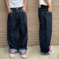 Pantalon en denim brut japonais en gros, tissu selvedge, jambe large, poids lourd, jeans homme, taille basse, pantalon homme, fabricant