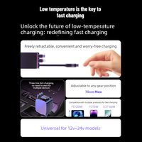 Câble de charge allongeable pour allume-cigare avec affichage numérique, chargeur rapide Type-C pour téléphones iOS et Android