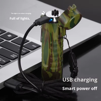 Briquet USB rechargeable double arc moderne pour camping en plein air, longue durée, en alliage de zinc, écologique, étanche et coupe-vent, vente en gros