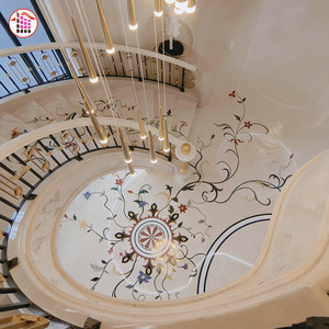 <span class=keywords><strong>Escalier</strong></span> en marbre courbé peint à la main de luxe, <span class=keywords><strong>escalier</strong></span> en pierre naturelle sur mesure avec incrustation florale, <span class=keywords><strong>escalier</strong></span> en pierre naturelle artisanal - Product Image 3