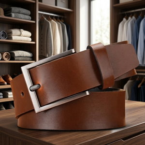 Cinturón Casual para Hombre de Cuero Ecológico BS INTERNATIONAL con Hebilla de Acero, Impresión por Transferencia Térmica, Elegante y Transpirable - Product Image 1