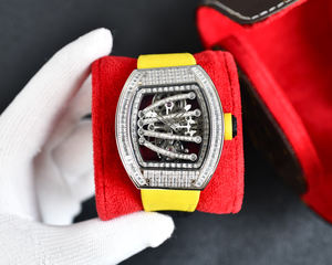 Montre mécanique de luxe automatique à tourbillon pour homme et femme, boîtier en acier inoxydable, forme moissanite, bracelet en cuir, aiguille - Product Image 2