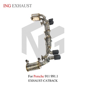ING T304 Échappement à valve sous vide pour Porsche <span class=keywords><strong>911</strong></span> 991.1 <span class=keywords><strong>Carrera</strong></span> S 3.8L MA1.01 2012-2016 |   X-Pipe en carbone à quatre embouts – Vente en gros - Product Image 4
