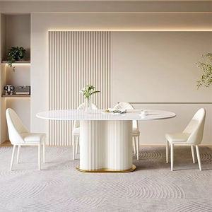 Set di Tavolo e Sedie <span class=keywords><strong>da</strong></span> Pranzo di Lusso in Stile Moderno con Piano in Pietra e Struttura in Acciaio al Carbonio (4, 6 o 8 Posti) Design per <span class=keywords><strong>Cucina</strong></span> e Sala <span class=keywords><strong>da</strong></span> Pranzo - Product Image 3
