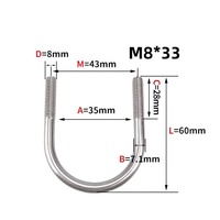 Tuyau d'acier inoxydable rond de boulons en U, collier de serrage de boulon en U rond en acier résistant avec écrou, plaque, rondelle