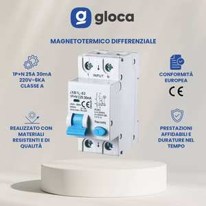 Gloca Differential วงจรเบรกเกอร์1P + N 25A 30mA 220V คลาส6KA DIN MOUNT C25 - Product Image 5