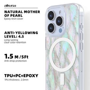 Funda Personalizada para Teléfono con Madreperla, Carcasa Magnética Transparente Mate de TPU y PC para iPhone 16 15 14 13 12 Pro Max - Product Image 2