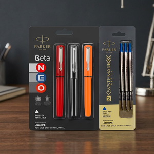 PARKER Beta Neo (Combo 3 <b>Pens</b> with 3 <b>Refills</b>) Steel Ball <b>Pen</b> Model P55 (Pack of 6 Blue) - Product Image 3