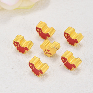 Pulsera de aleación con mapa de China, chapada en oro, diseño 'I Love China' para la creación de joyería DIY, primavera 2024 - Product Image 1