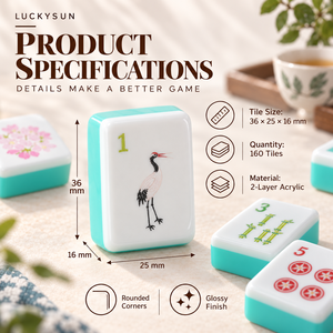 Juego de Mahjong Americano Chinoiserie de 160 Fichas, Diseño de Bambú, Peces Koi y Panda, Fichas de Mahjong Acrílicas de 2 Capas para Noche de Damas - Product Image 5