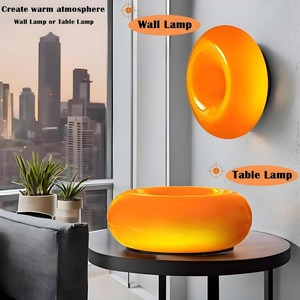 Đèn bàn hình bánh rán Bắc Âu phong cách Bauhaus, đèn bàn kính thời trung cổ, trang trí phòng khách, phòng ăn, phòng ngủ, đèn bàn <span class=keywords><strong>LED</strong></span> hình nấm - Product Image 4