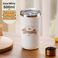 Tasse à café automatique portable en acier inoxydable Offre Spéciale, rechargeable avec couvercle transparent