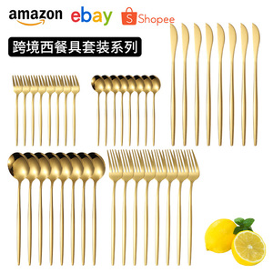 Stainless Steel Cutlery <b>Set</b> 40-60 Pcs Silver Gold Black Dishwasher Safe Wedding Western Style Steak <b>Knife</b> <b>Fork</b> <b>Spoon</b> <b>Set</b> - Product Image 5
