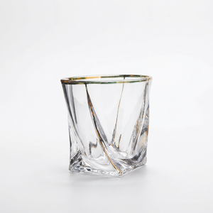 Copas de Vino de Vidrio Transparente con Borde Dorado Clásico, Juego de 4 Piezas de Cristalería para Bar, para Fiestas - Product Image 1