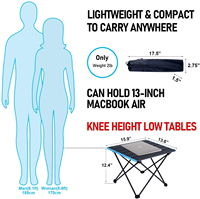 Mesa de picnic plegable de aluminio para acampar al aire libre con una bolsa para senderismo, mochilero