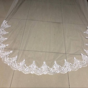 Velo da Sposa 3M a Strato Singolo con Bordo in Pizzo Bianco Avorio, Velo da Cattedrale Lungo, Accessori da Sposa Economici, <span class=keywords><strong>Veu</strong></span> De Noiva - Product Image 4