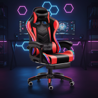 Chaise de gaming PC en similicuir PU, avec éclairage RGB, repose-pieds massant et vérin à gaz 4 positions – Offre spéciale usine
