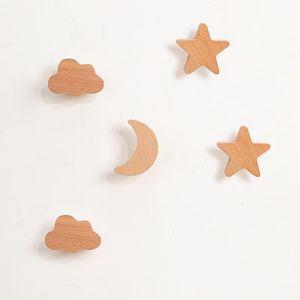 Solid Wood Star Moon Decorative <b>Sticky</b> <b>Hook</b>-Modern Design Easy Installation for Bedroom Cabinet Wardrobe Drawer & Kitchen - Product Image 5