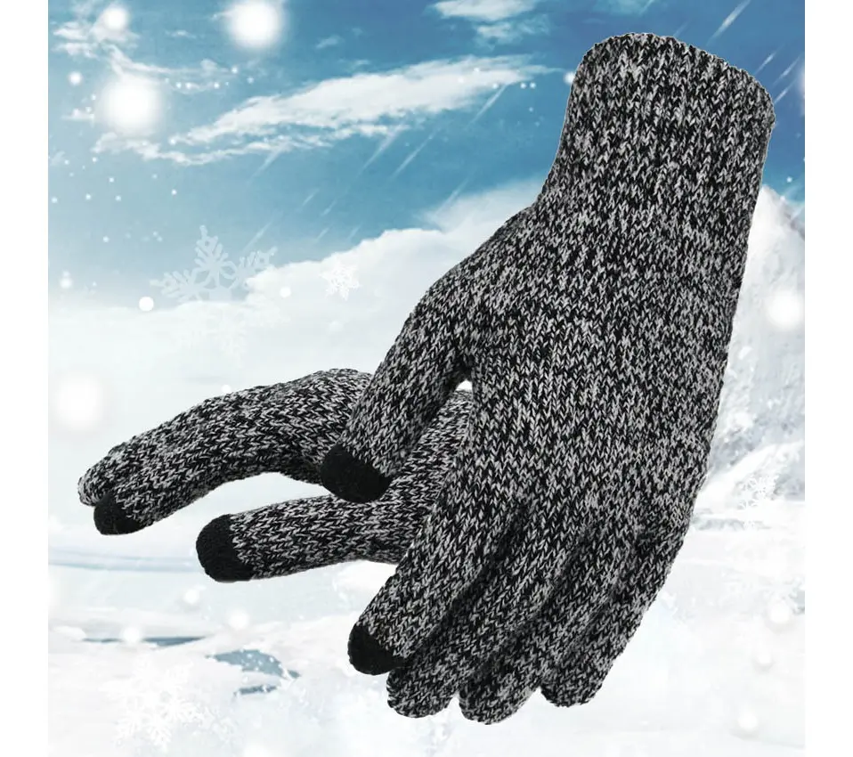 Men's Knitted Gloves Winter Autumn Male Touch Screen Gloves High Quality Plus Thin Velvet Solid Warm Mittens Business