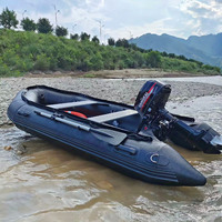Hipalon – coque de sol gonflable en aluminium côtelé, radeau de pêche, bateau à la dérive, Packraft avec arrière en aluminium et échelle en acier inoxydable