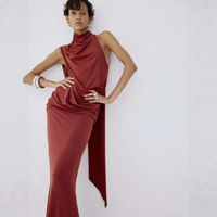 Robe de soirée élégante sur mesure pour femme, col montant, fermeture éclair, idéale pour les robes de remise de diplôme