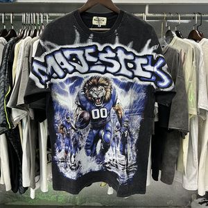 T-shirt Oversize Vintage in Cotone Pesante 100% con Grafica Teschio in Strass, Stile Coachella Night Hip Hop Streetwear, Magliette da <span class=keywords><strong>Uomo</strong></span> Majestik - Product Image 4