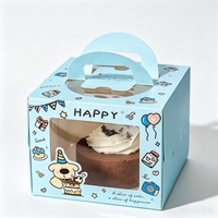 Boîte à gâteau d'anniversaire avec fenêtre transparente en PET, poignée portable, boîte à pâtisserie, impression de logo personnalisé, emballage cadeau pour les fêtes, emballage pour desserts