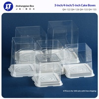 Boîtes à gâteaux carrées transparentes en PET imprimées UV BOHE BHCB-S05 de 2 à 5 pouces pour emballage alimentaire, desserts, mousses, gâteaux en couches, mini