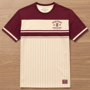 Heritage Supply Co Men's <b>Heart</b> Baseball <b>T</b>-<b>Shirt</b> Maroon Cream Athletic Dept Digital Print Breathable Pullover <b>Shirt</b> UPF 35 120g - Product Image 2