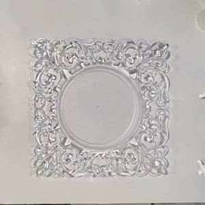<b>Large</b> Gold Glitter Transparent Plastic Fruit <b>Plate</b> for Hotel Wedding Party Decor for Spray Paint Craft Foreign Dishes <b>Plates</b> - Product Image 5