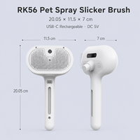 Brosse de toilettage multi-usages portable autonettoyante pour animaux de compagnie, avec picots en acier, pour enlever les poils de chat et de chien, 28 ml, rechargeable par USB
