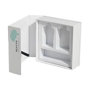Caja de embalaje de suero de concha de gama alta biodegradable con caja magnética personalizada Eva para Perfume de aceite esencial