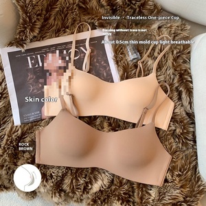 Tazza sottile monoblocco in seta <span class=keywords><strong>senza</strong></span> cuciture Lingerie da donna con spalline regolabili Push-Up <span class=keywords><strong>reggiseno</strong></span> con <span class=keywords><strong>ferretto</strong></span> traspirante Non cablato per adulti - Product Image 2