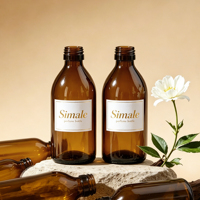 Bouteille en verre vide cylindrique ambrée en gros avec bouchon à vis, diffuseur d'aromathérapie multi-usages, flacon pour huiles essentielles et médicaments