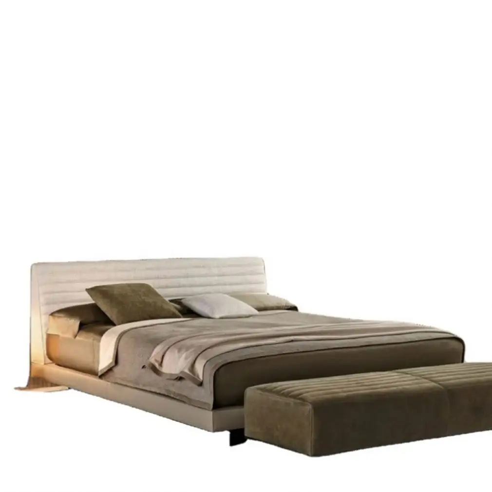 2023 Suessen Italian floating bed Master bedroom high-end wabi-Sabi wind fabric bed luxury bed