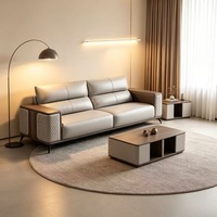 Canapé en cuir PU gris moderne et minimaliste, ensemble de canapés de bureau durables, canapé de réception de luxe léger, pour hall d'hôtel et lieux professionnels