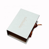 Carpeta de Regalo de Papel Artístico Personalizada, Caja Vacía de Embalaje Blanca Brillante con Lazo