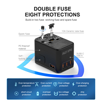 Adaptador de viaje universal internacional GAN de 67W con USB y Tipo C Adaptador de viaje mundial todo en uno