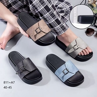 Sandales d'été pour hommes, mode, à boucle réglable, plateforme, en PU, simili cuir, respirantes, semelle épaisse, antidérapantes, décontractées, pour la plage
